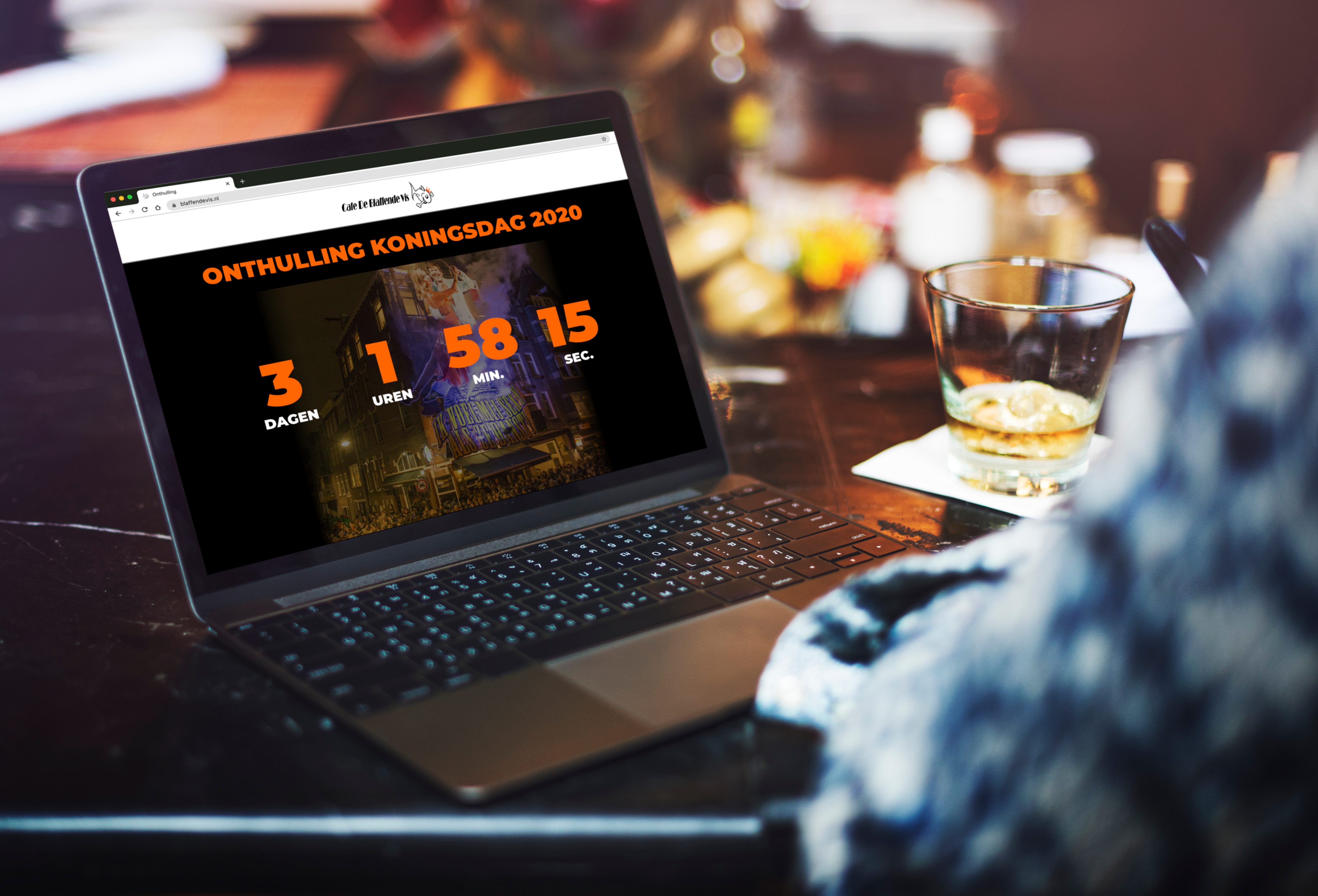 CAFE DE BLAFFENDE VIS KONINGSDAG ONTHULLING 2020 COUNTDOWN WEBSITE